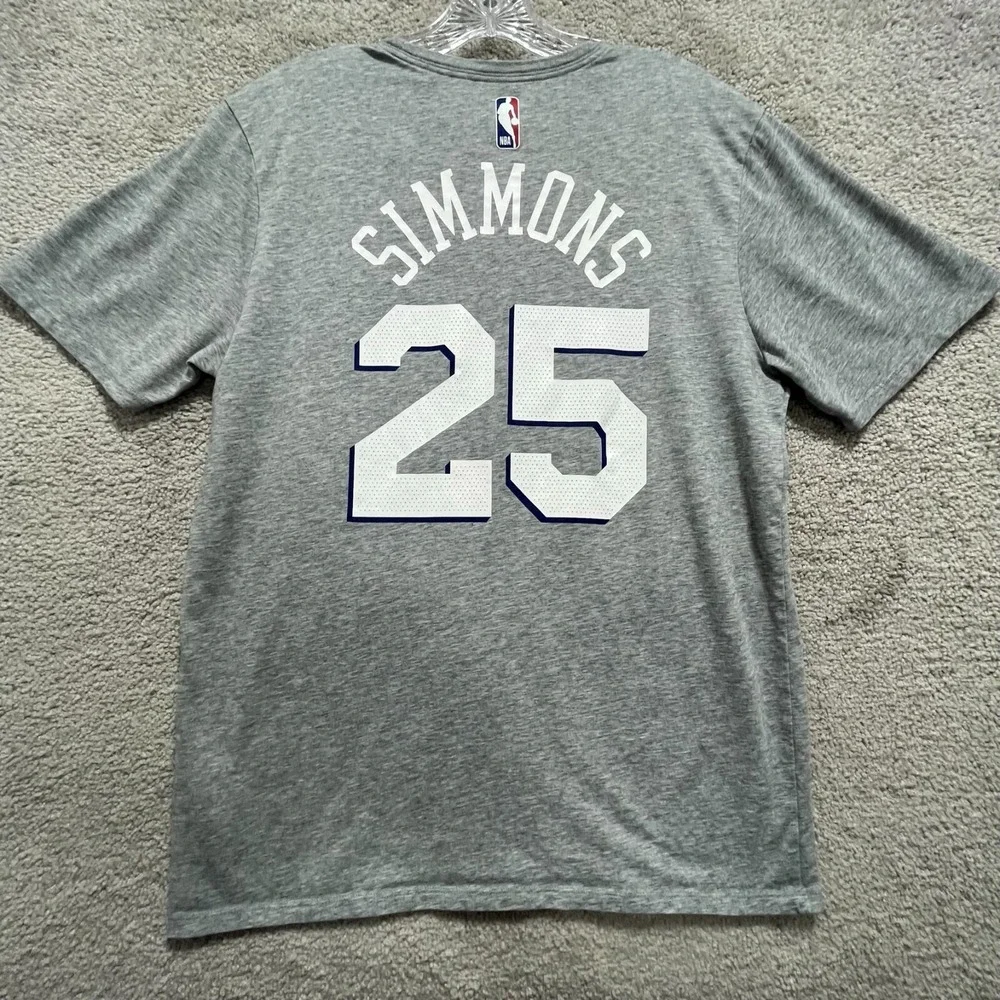 NBA Ben Simmons 25 T-Shirt Women's Large Gray Heather Nike Dri-Fit Athletic Cut‎
